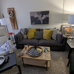 Down Slipcover Sofa with custom pillows